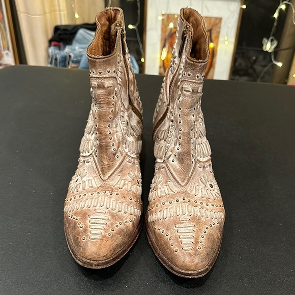 COPY - Matisse Fiesta Brown Leather Ankle Boots with Ornate Design and Low Heel… - Picture 9 of 13